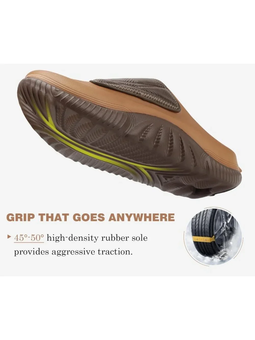 Men's Khaki\Brown Recovery Sandals Orthopaedic Plantar Fascistic Walking Casual
